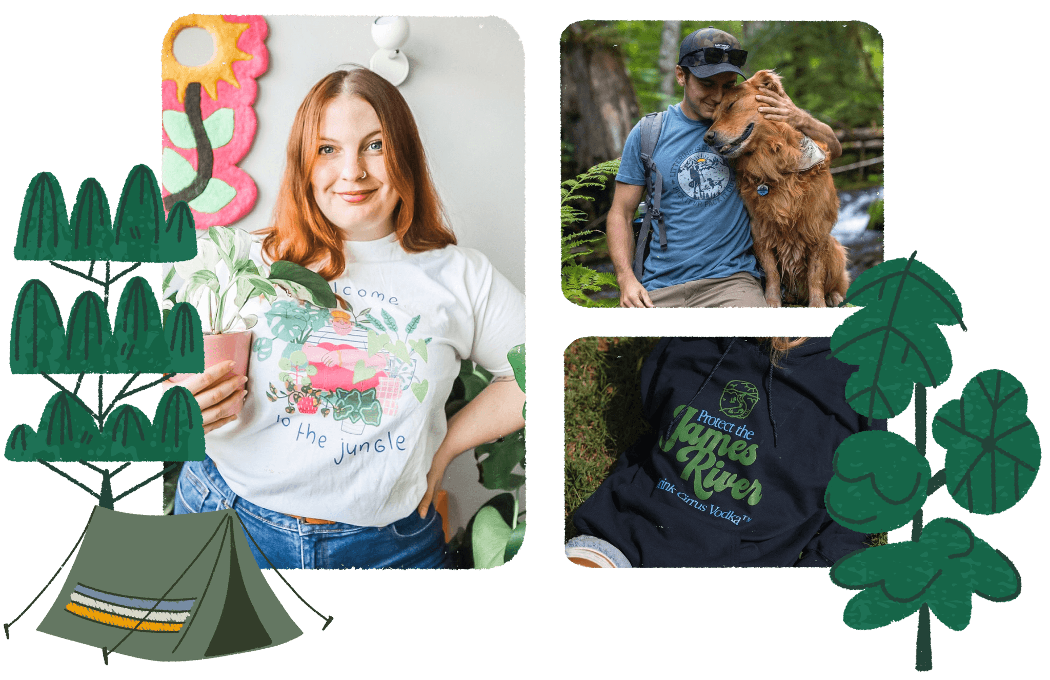 Bonfire users in their merch that celebrate sustainability.